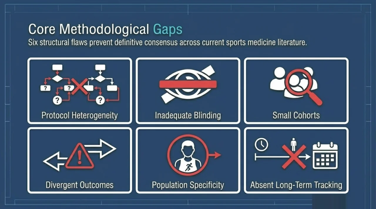Six core methodological gaps in sports HBOT research: protocol heterogeneity, inadequate blinding, small cohorts, divergent outcomes, population specificity and absent long-term tracking