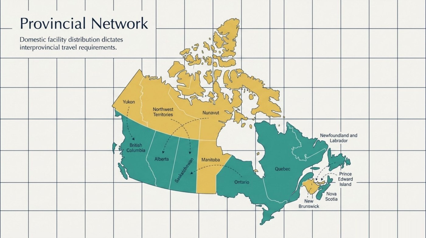 Seven Canadian provinces have an in-province hospital HBOT programme; the other six provinces and territories refer patients interprovincially.
