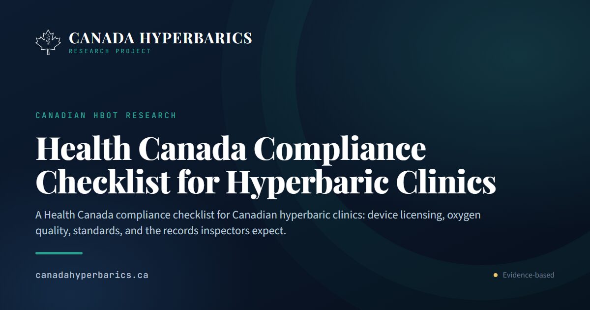 Health Canada Compliance Checklist for Hyperbaric Clinics